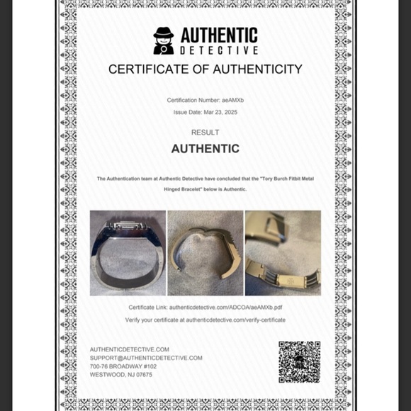 🩶TORY BURCH x FITBIT🩶Silver Hinged Bangle with COA & Dust Bag/EUC - Picture 2 of 7